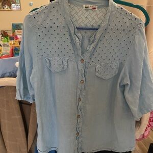 Light Blue Button-Up Blouse